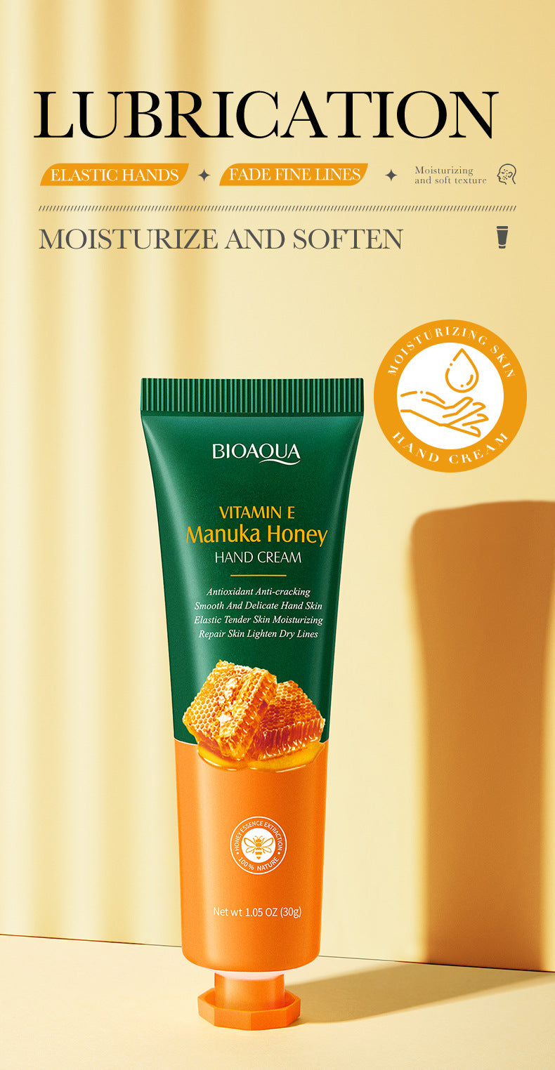 Honey and Vitamin E Hand Cream Moisturizing Lotion, enriched with glycerin, deeply hydrates and repairs dry, cracked hands