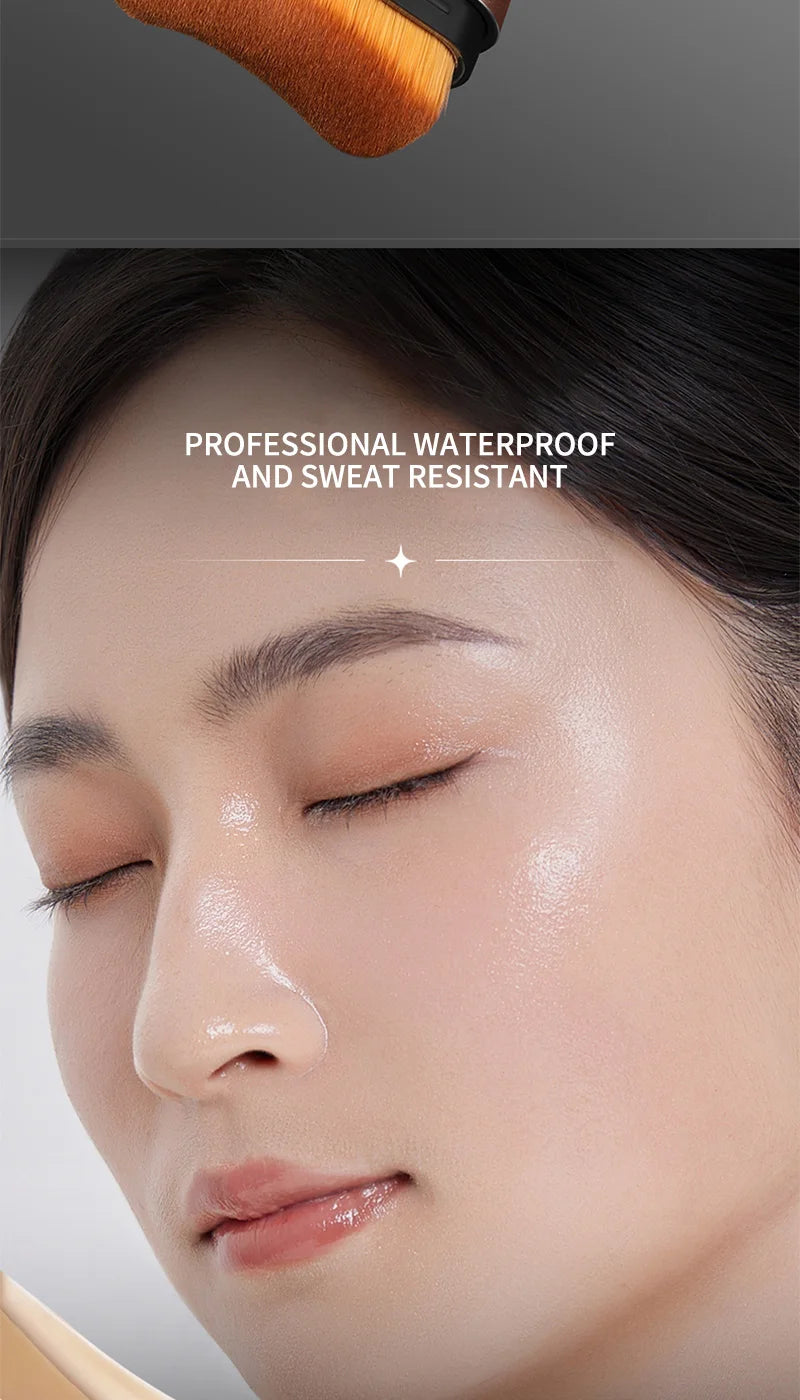 Light and Moist Hydrating Foundation, Natural-Looking, Moisturizing, Shiny, Thin and Lightweight, Double-Headed Makeup Foundation That Rotates for Easy Use, with Its Own Brush, Waterproof, Easy to Apply Makeup, and Easy for B
