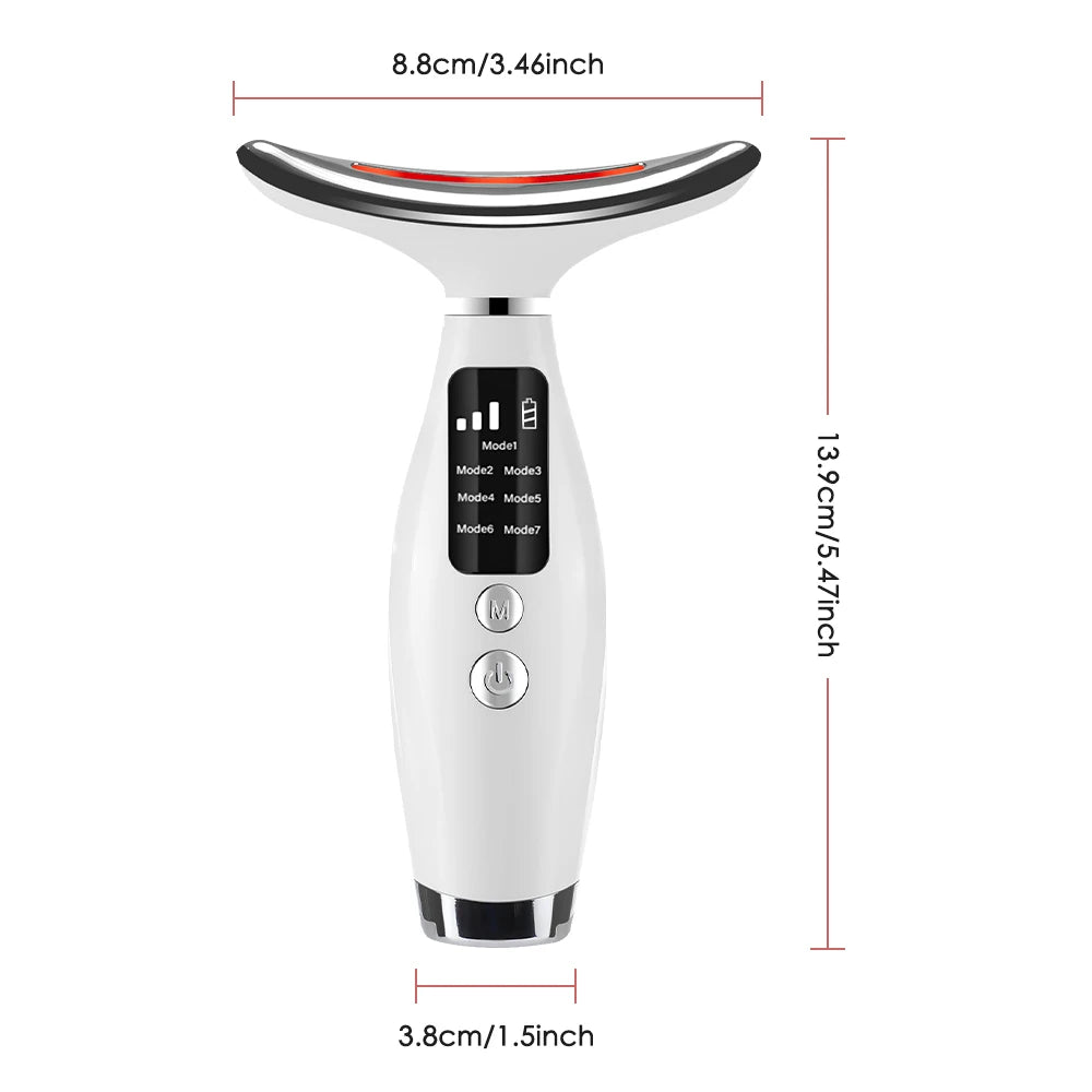 Neck Massager EMS Facial Lift 7 Light Modes Electric Skin Tightening Device LED Photon Therapy Beauty Instrument Anti Wrinkle