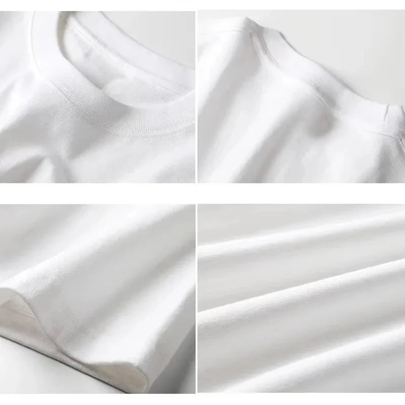 New short-sleeved T-shirt made of 100% pure cotton, suitable for both men and women. It is a summer style, loose and casual.