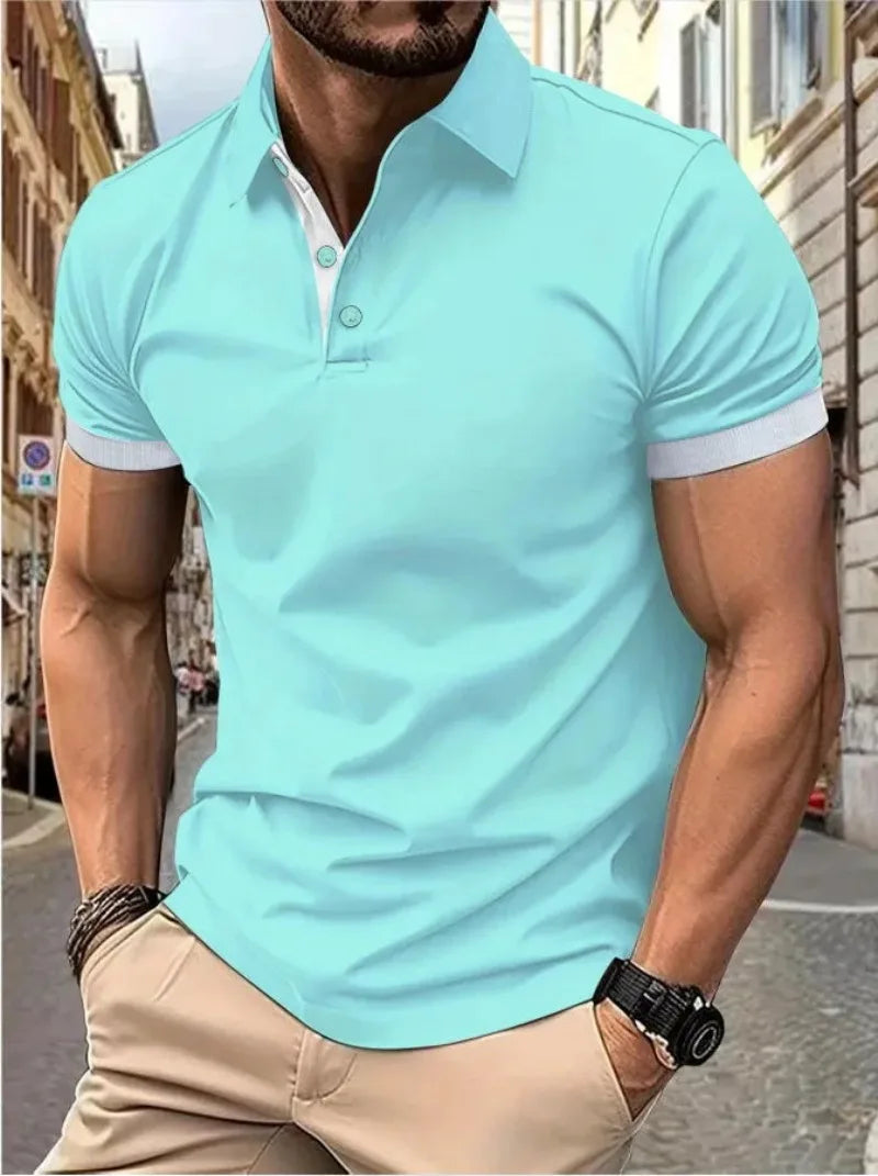 Summer Polo Tee Shirts Men's Short Sleeve Quick Dry T-shirt Breathable Work Shirt Fishing Hiking Golf Polos Top Man