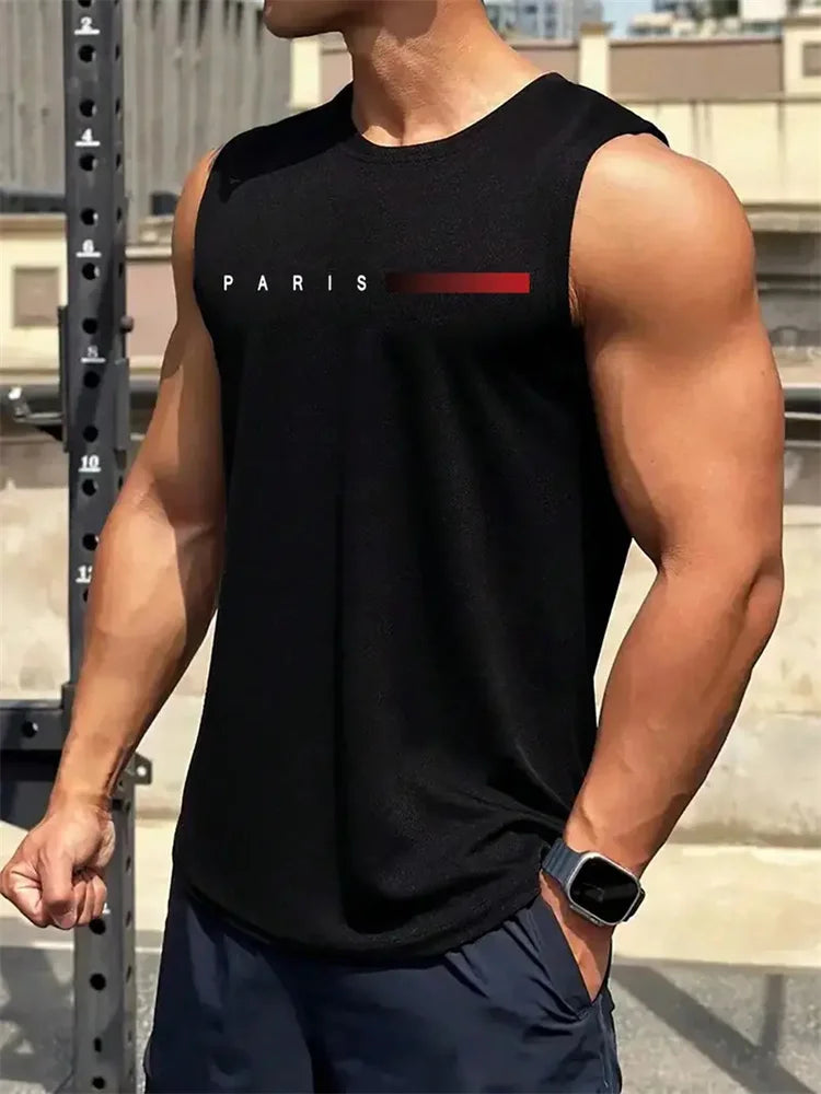 New Men's Outdoor Casual T-Shirt Gym Exercise Sleeveless Shirt Mens Summer Loose Undershirt Running Vest Fashion Casual Clothing