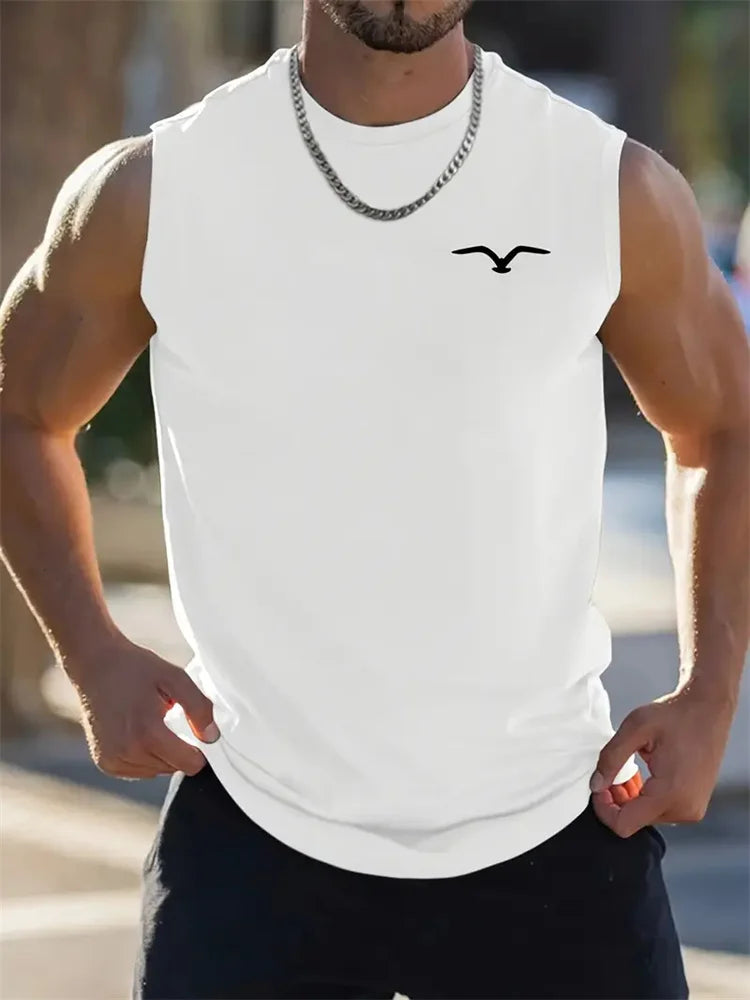 New Men's Outdoor Casual T-Shirt Gym Exercise Sleeveless Shirt Mens Summer Loose Undershirt Running Vest Fashion Casual Clothing