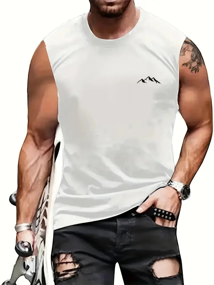 New Men's Outdoor Casual T-Shirt Gym Exercise Sleeveless Shirt Mens Summer Loose Undershirt Running Vest Fashion Casual Clothing
