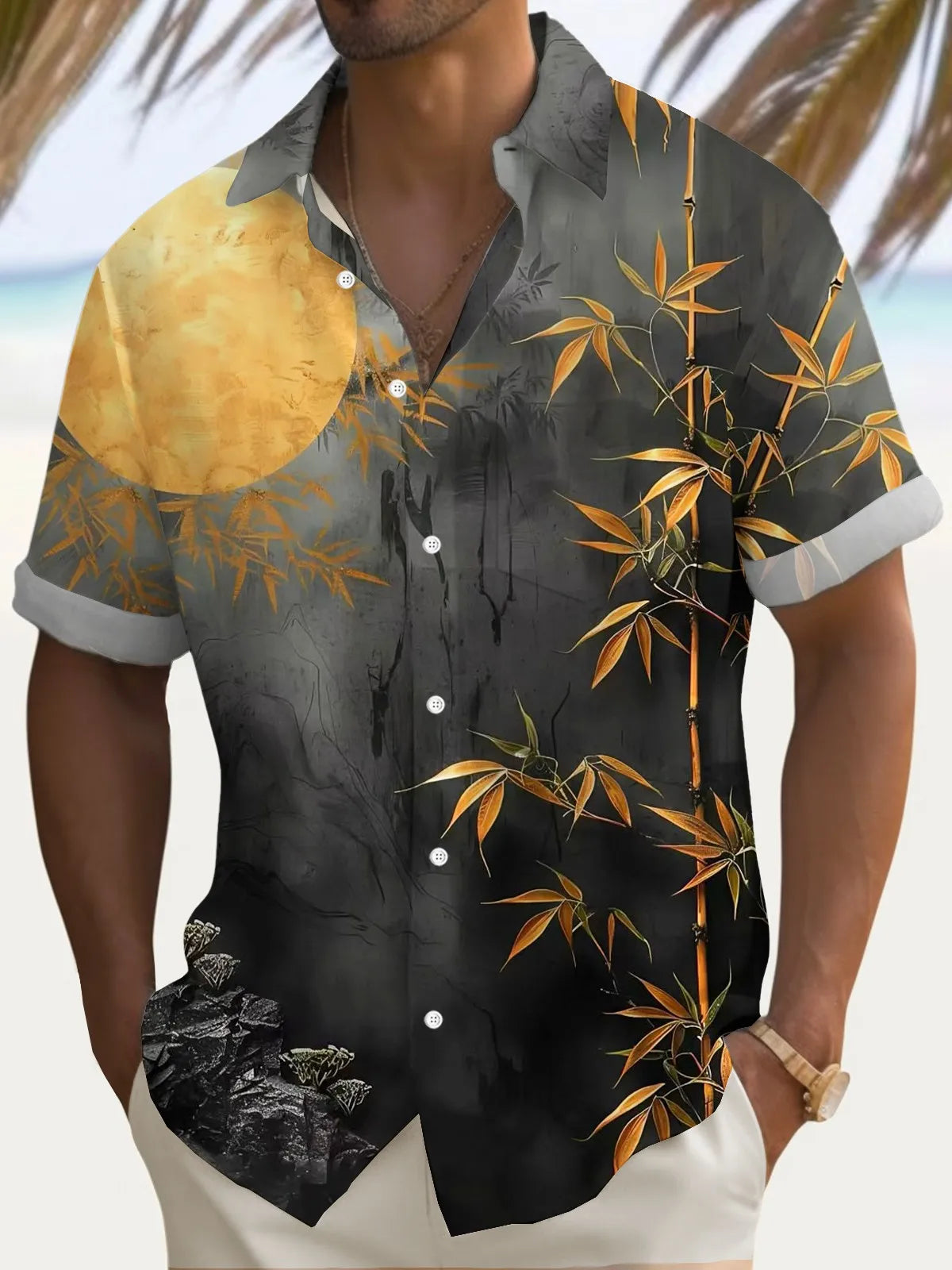 Summer Men's 3D Printed Flower Graphic Shirts Hawaiian Casual Shirt Button Up Shirt Short Sleeve Vacation Beach Wear No Pockets
