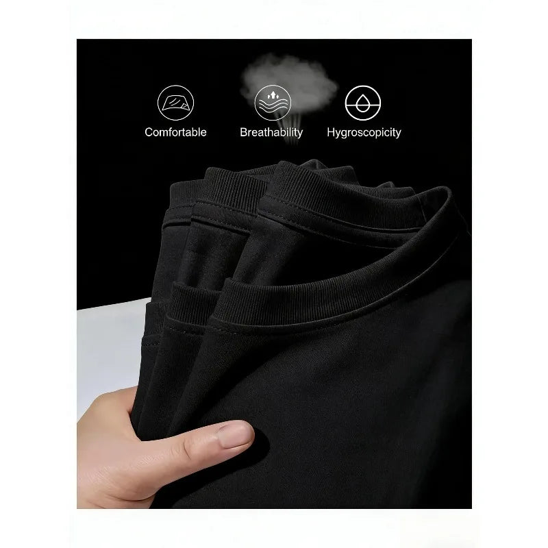New short-sleeved T-shirt made of 100% pure cotton, suitable for both men and women. It is a summer style, loose and casual.
